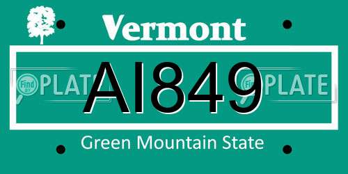 AI849 Vermont License Plate