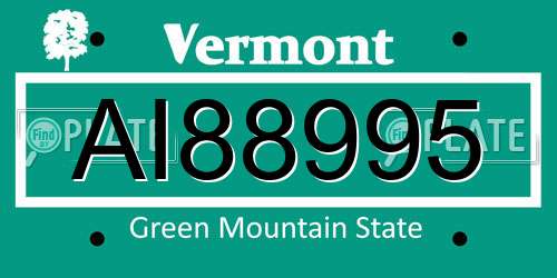 AI88995 Vermont License Plate
