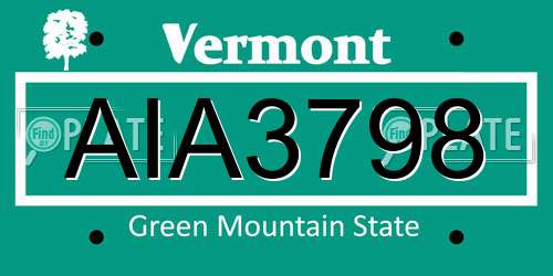 AIA3798 Vermont License Plate