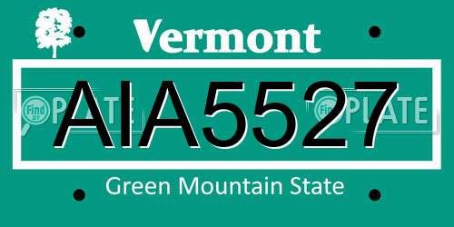 AIA5527 Vermont License Plate