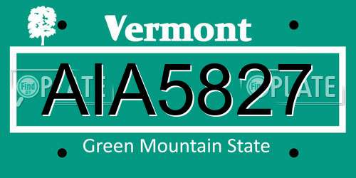 AIA5827 Vermont License Plate