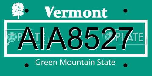 AIA8527 Vermont License Plate