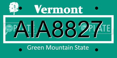AIA8827 Vermont License Plate