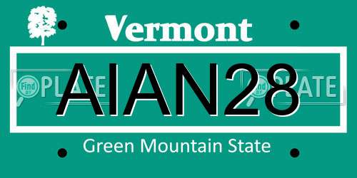 AIAN28 Vermont License Plate