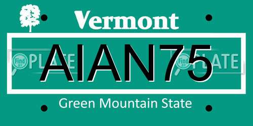 AIAN75 Vermont License Plate