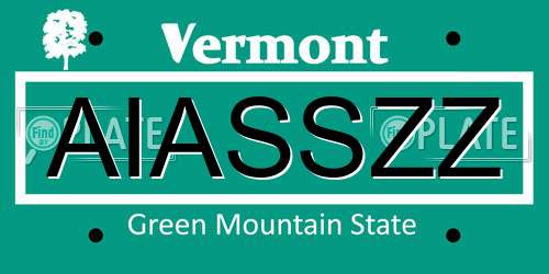 AIASSZZ Vermont License Plate