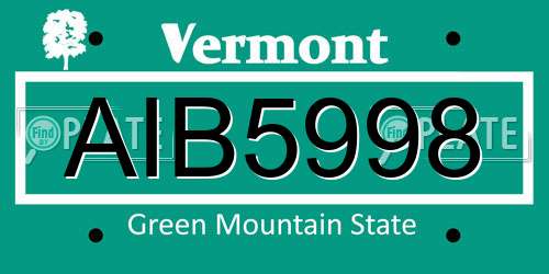 AIB5998 Vermont License Plate
