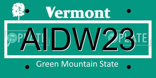 AIDW23 Vermont License Plate