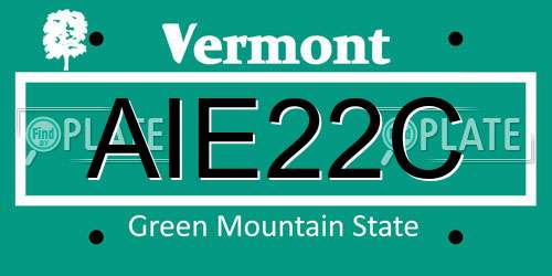 AIE22C Vermont License Plate