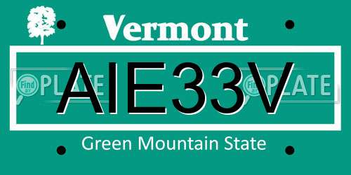 AIE33V Vermont License Plate
