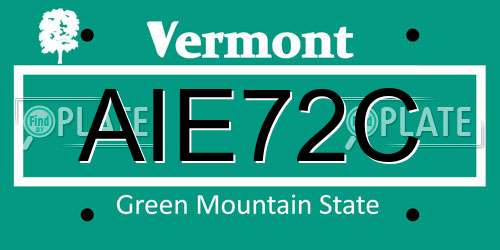 AIE72C Vermont License Plate