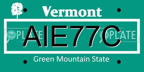 AIE77C Vermont License Plate