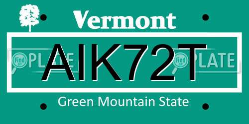 AIK72T Vermont License Plate