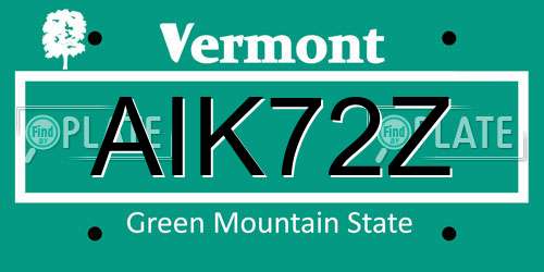 AIK72Z Vermont License Plate