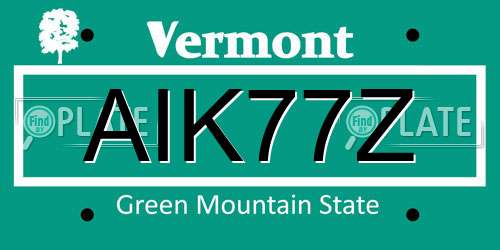 AIK77Z Vermont License Plate
