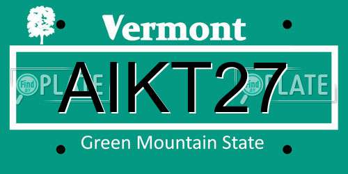 AIKT27 Vermont License Plate