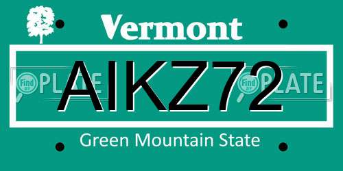 AIKZ72 Vermont License Plate