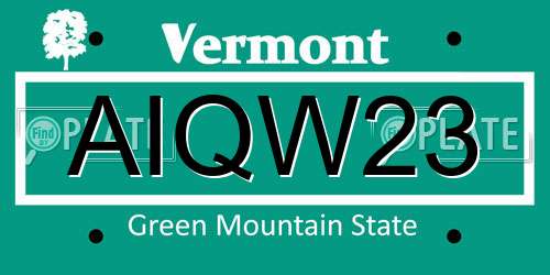AIQW23 Vermont License Plate