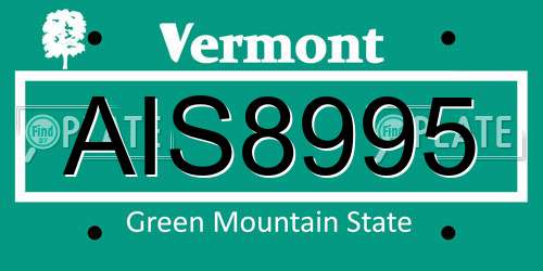 AIS8995 Vermont License Plate