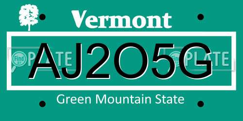 AJ2O5G Vermont License Plate
