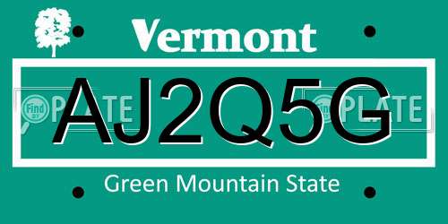 AJ2Q5G Vermont License Plate