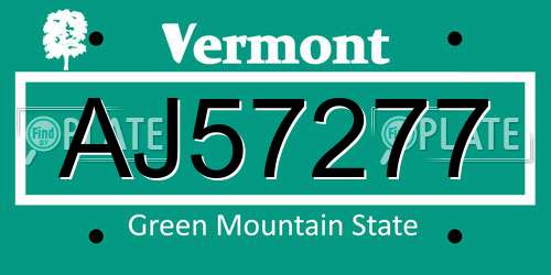AJ57277 Vermont License Plate
