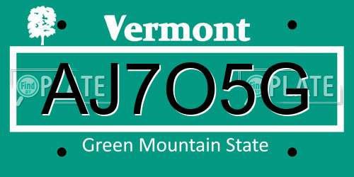 AJ7O5G Vermont License Plate