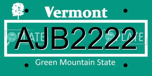 AJB2222 Vermont License Plate
