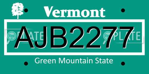 AJB2277 Vermont License Plate
