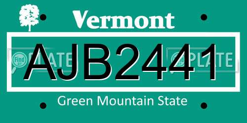 AJB2441 Vermont License Plate