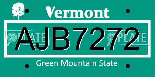 AJB7272 Vermont License Plate