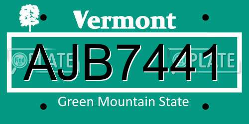 AJB7441 Vermont License Plate
