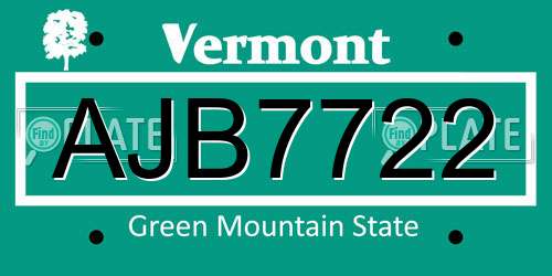 AJB7722 Vermont License Plate