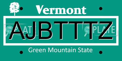 AJBTTTZ Vermont License Plate
