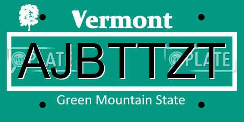 AJBTTZT Vermont License Plate