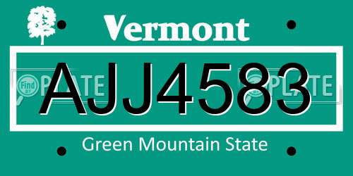 AJJ4583 Vermont License Plate