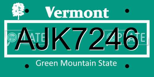 AJK7246 Vermont License Plate