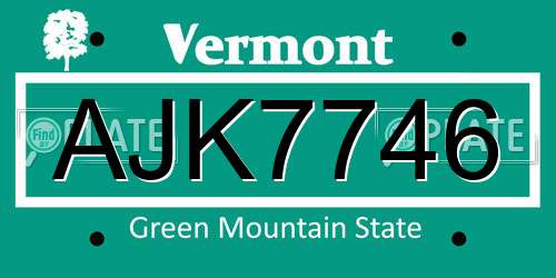 AJK7746 Vermont License Plate