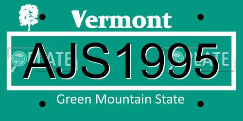 AJS1995 Vermont License Plate