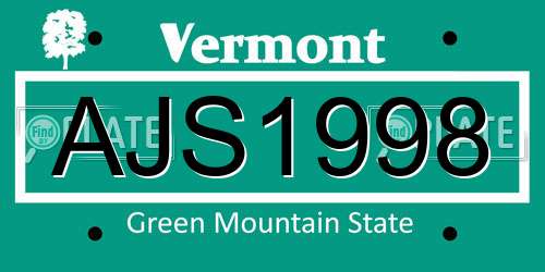 AJS1998 Vermont License Plate
