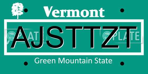 AJSTTZT Vermont License Plate