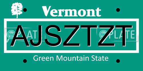 AJSZTZT Vermont License Plate