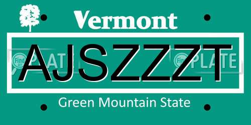 AJSZZZT Vermont License Plate