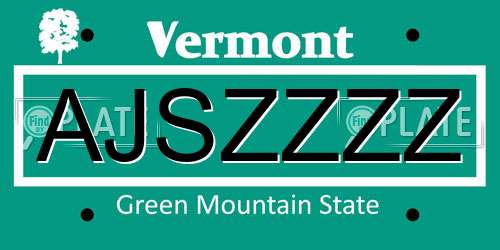 AJSZZZZ Vermont License Plate