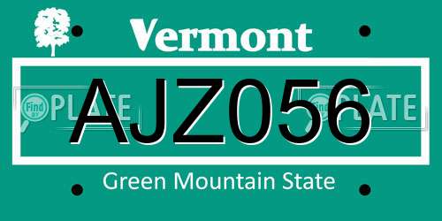 AJZ056 Vermont License Plate