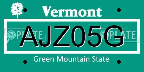 AJZ05G Vermont License Plate