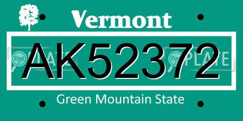 AK52372 Vermont License Plate
