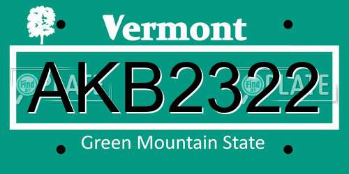 AKB2322 Vermont License Plate