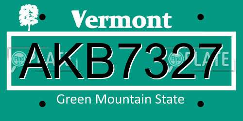 AKB7327 Vermont License Plate