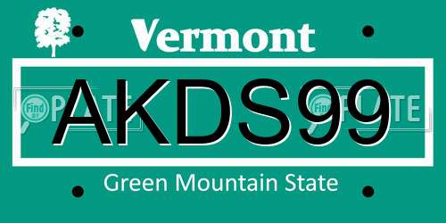 AKDS99 Vermont License Plate